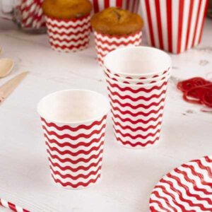 Pappbecher - rote Wellen (8 Stk.)