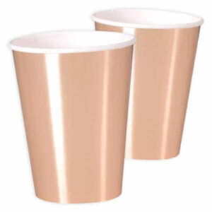 Große Pappbecher - Metallic Roségold (8 Stk.)