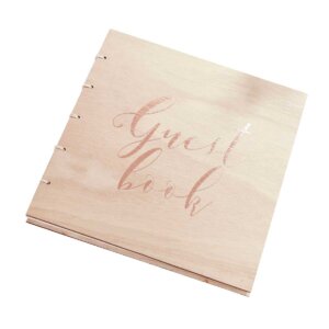 "Guest Book" Roségold Gästebuch Holz