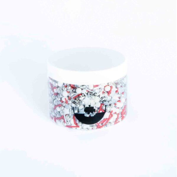 Rot silberne Sprinkles