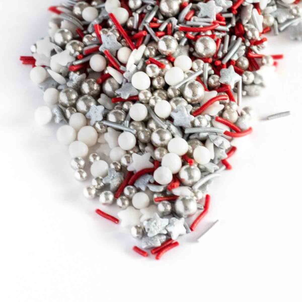 Silber weiss rot Zuckerstreusel