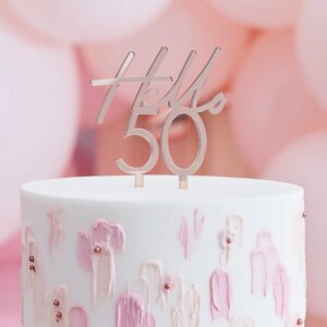 Cake Topper "Hello 50" Acryl in roségold