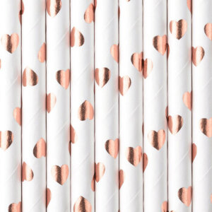 Papier Strohhalme Party Rosé Gold Herzen (10 Stück)