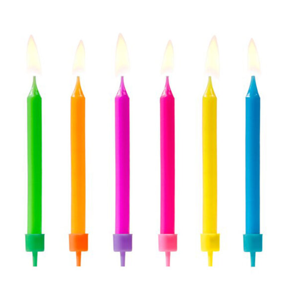Geburtstagskerzen Neonbunt (6 Stück)